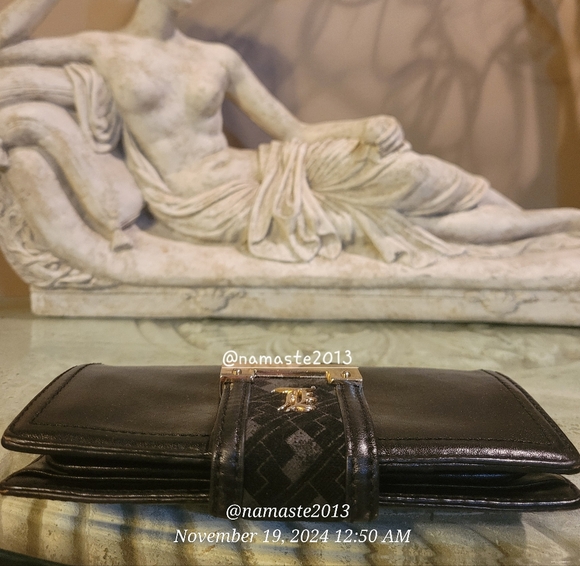 L.A.M.B. Gwen Stefani Leather Wallet Velour Center Stripe Designer Luxury #63 - Picture 6 of 14